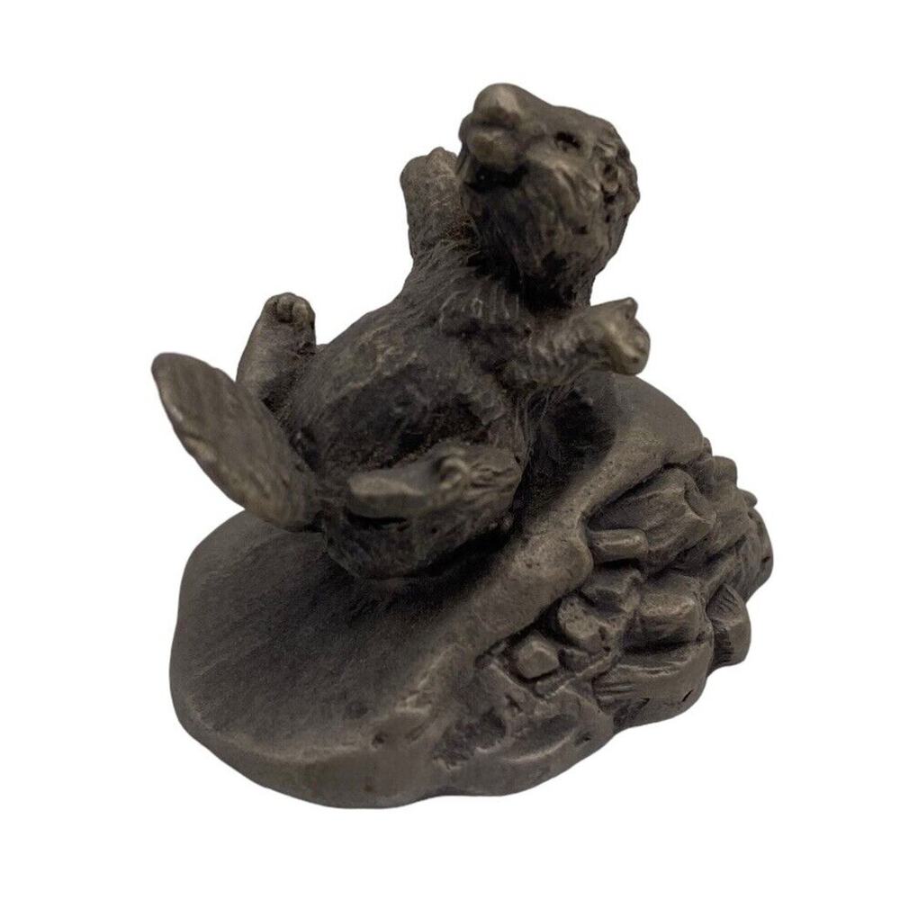 Pewter Otter Vtg Miniature Metal 1977 Hallmark Little Gallery Made In USA
